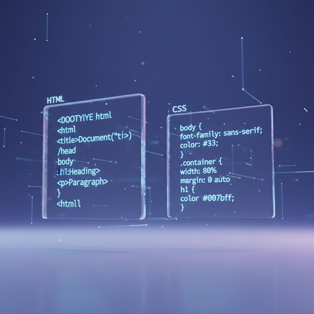رسم توضيحي لهيكل كود بسيط بلغة HTML و CSS