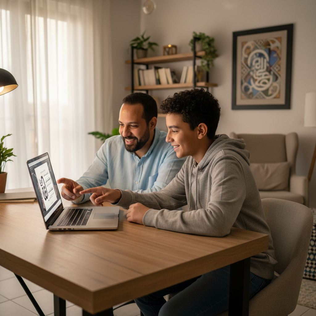 ولي أمر وطالب يدرسان خيارات نظام البكالوريا الجديد
