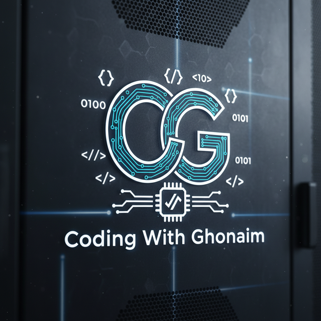 شعار منصة Coding With Ghonaim مع أدوات برمجية